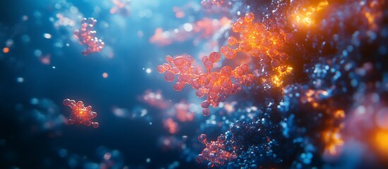 Wall Mural - abstract molecular structure: a vibrant 3d render of interconnected particles
