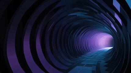 Wall Mural - purple neon tunnel abstract digital art, futuristic pathway, glowing end