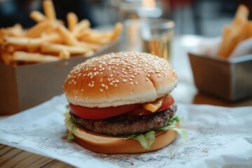 Poster - Hamburger and French Fries