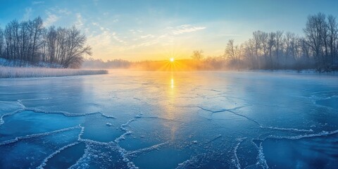 Sticker - Frozen lake at sunset