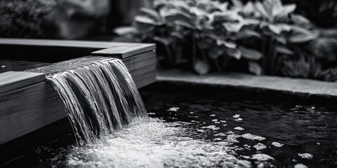 Canvas Print - Black and White Waterfall