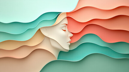 Poster - Bipolar Disorder, A vibrant image featuring a figure enveloped by swirling pastel waves, showcasing high fidelity and intricate design details.