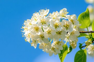 Wall Mural - White flower on tree branch