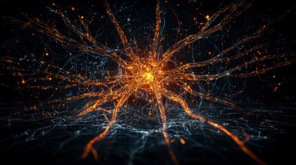 Aufkleber - Glowing nervous system visualization digital realm abstract art futuristic environment dynamic perspective neural concepts