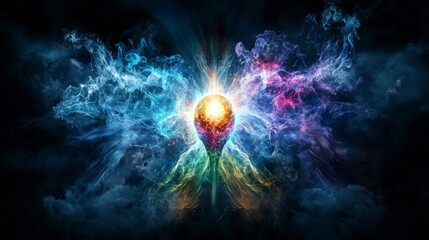 Aufkleber - Radiant glowing soul amidst cosmic energy digital art ethereal space vibrant colors surreal perspective