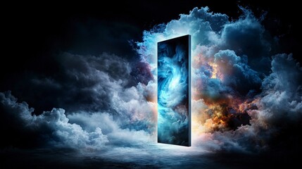 Aufkleber - Imagination as a doorway swirling clouds digital art dreamlike environment surreal viewpoint conceptual exploration