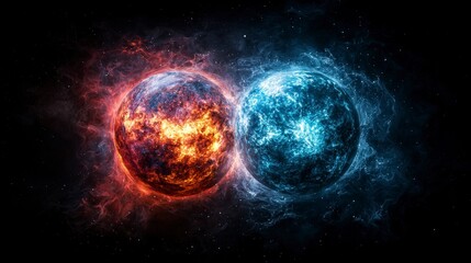 Aufkleber - Celestial battle of living planets consciousness display in cosmic space graphic art surreal environment vivid viewpoint