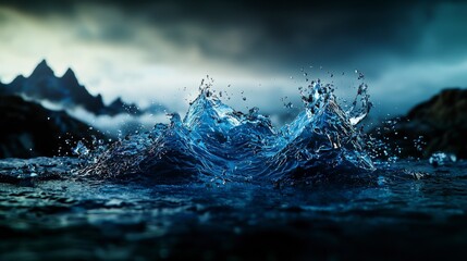 Poster - Sound waves creating intricate landscapes in turbulent waters nature photography atmospheric close-up dynamic visuals