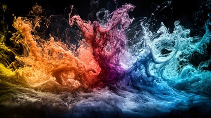 Poster - Vibrant color waves illustrating sound dynamics in abstract art studio digital creation dark atmosphere artistic perspective