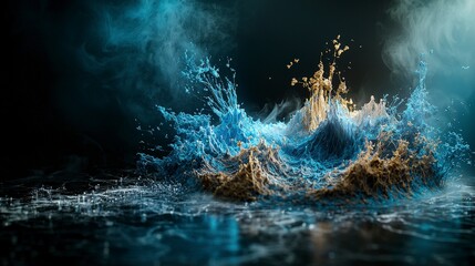 Poster - Sound waves creating intricate landscapes underwater digital art abstract environment close-up view aesthetic concept