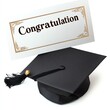 © Osc AI - Graduation cap with congratulation sign, white isolate background