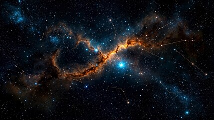 Aufkleber - Celestial star paths create cosmic trails in the night sky astrophotography universe ethereal environment wide-angle view