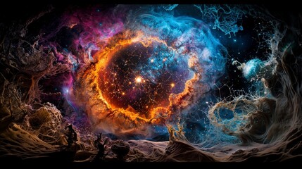 Leinwandbilder - Celestial transformation the birth and death of stars in cosmic landscapes space digital art vivid colors