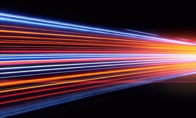 Wall Mural - high-speed light trail animation with red and blue motion trails, showcasing fast movement and cutti