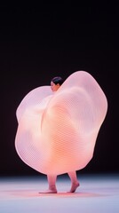 Fototapete - Neon Kinetic Symphony Immersive Korean Virtual Dance with Dynamic Holographics - Bridging Digital Entertainment and Innovative Marketing for Modern Audiences
