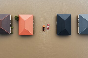 Poster - Aerial Flood Relief Emergency Boats Navigating Submerged Urban Homes - Crisis Management in Climate-affected Communities and Infrastructure Resilience Solutions