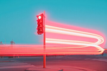 Leinwandbilder - Urban Nocturnal Vibes Long Exposure Light Trails and Neon Illuminations in Cityscape - Modern Marketing and Digital Content for Urban Development and Nightlife Branding