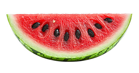 Juicy watermelon slice isolated on transparent background