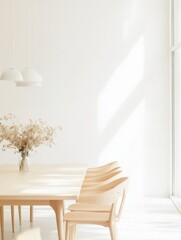 Leinwandbilder - Scandinavian Minimalist Workspace Light Wood Furniture with Glass Walls and Natural Light - Inspiring Creativity and Productivity in Modern Office Design for Young Professionals