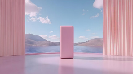 Wall Mural - Pink Minimalist 3D Background