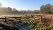 © Penatic Studio - Frosty Field With Grazing Animals and Wooden Fences