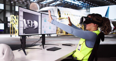 Fototapete - Aircraft Maintenance Using VR