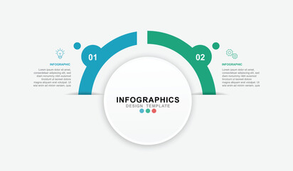 Fototapete - Vector Infographic label design template . process diagram with icons and 2 options or steps.