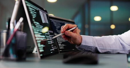 Wall Mural - programmer or coder at office desk