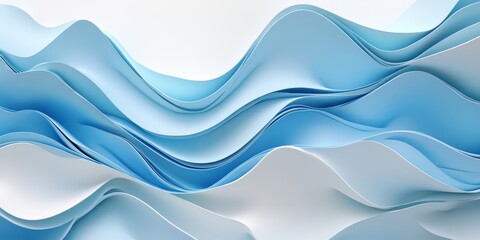 Aufkleber - Undulating abstract backdrop featuring a blend of blue and white hues in a three dimensional style. This wavy background combines shades of blue and white for a unique visual effect.