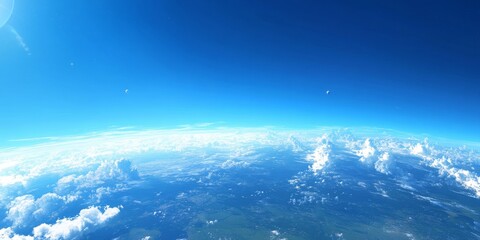 Poster - Clear blue sky view showcasing the beauty of a clear blue sky as seen from the earth, highlighting the tranquility and charm of a serene clear blue sky landscape.