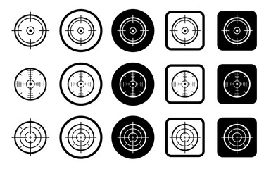 Target icon set. Target destination icon set. Focus target vector isolated icons on white background. Vector illustration