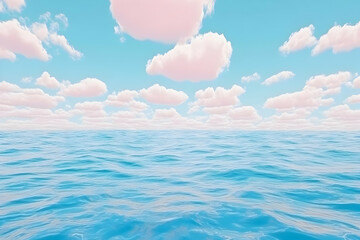 Wall Mural - Pastel Sky Ocean Background Illustration