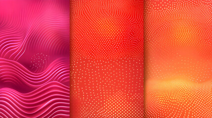 Wall Mural - Abstract Background Triptych: Wavy Lines, Dots, and Gradient