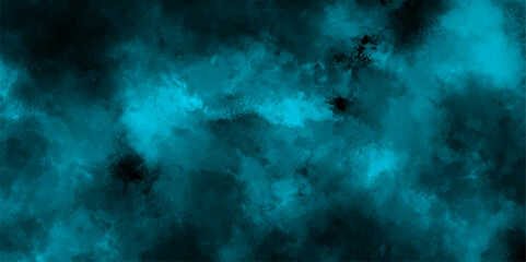 Aufkleber - Moody Teal and Black Abstract Cloud Texture. Atmospheric Background for Artistic and Design. Watercolor sea green grunge abstract painting stylist charming modern texture.