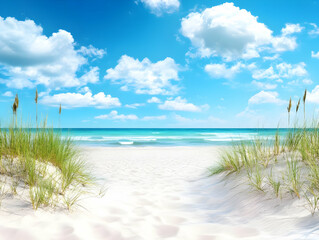 Wall Mural - Beach Background Image: Sandy Path to Ocean