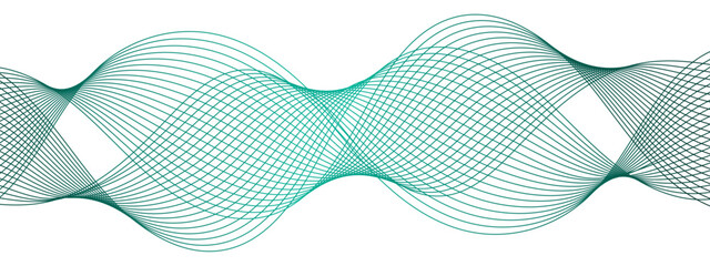 Wall Mural - abstract turquoise wave line vector background, fluid flowing curves, dynamic motion design for tech