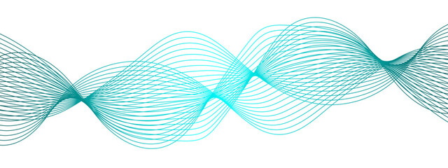 Wall Mural - abstract turquoise wave line vector background, fluid flowing curves, dynamic motion design for tech