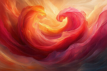 Wall Mural - Valentine's Day - Abstract Representation Of Love With Swirling Colors Of Red, Pink, And Gold