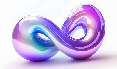Abstract iridescent infinity symbol, 3D render.