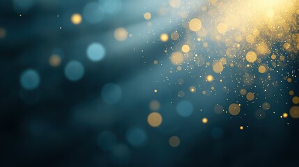 Wall Mural - glowing gold and blue bokeh lights on abstract blurred background for festive celebrations