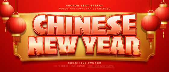 Wall Mural - lunar new year text effect, chinese new year lantern and decoration