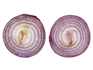 Isolated Sliced Red Onion Halves