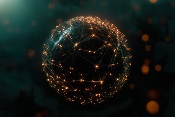 Wall Mural - Abstract image of globe with connection lines on dark background. 