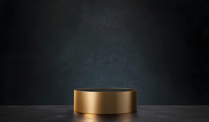 Wall Mural - empty black gold 3d podium stage background with geometric presentation platform luxury pedestal or 