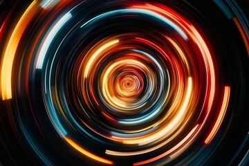 Wall Mural - Red and yellow spiral. Abstract background of speed motion blur light effect on black background.