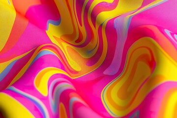 Wall Mural - Abstract colorful background. Silk fabric is transparent, multi-colored with a pattern of yellow, red, blue, green lines.