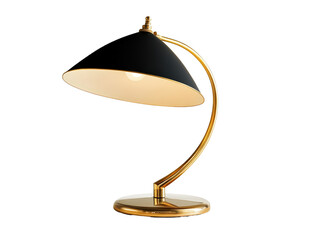 Isolated Stylish Gold and Black Desk Lamp on White Background