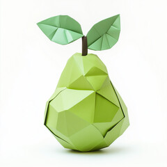 Wall Mural - pear on white background, pear with leaves, pear, fruit, origami