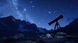 © Arif - Night Sky with Telescope and Stars Over Mountain Landscape