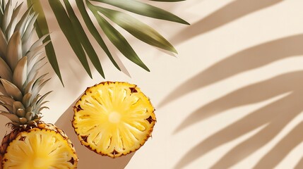 Wall Mural - Sweet Pineapple Slices Bask in Warm Sunlight. AI Generated